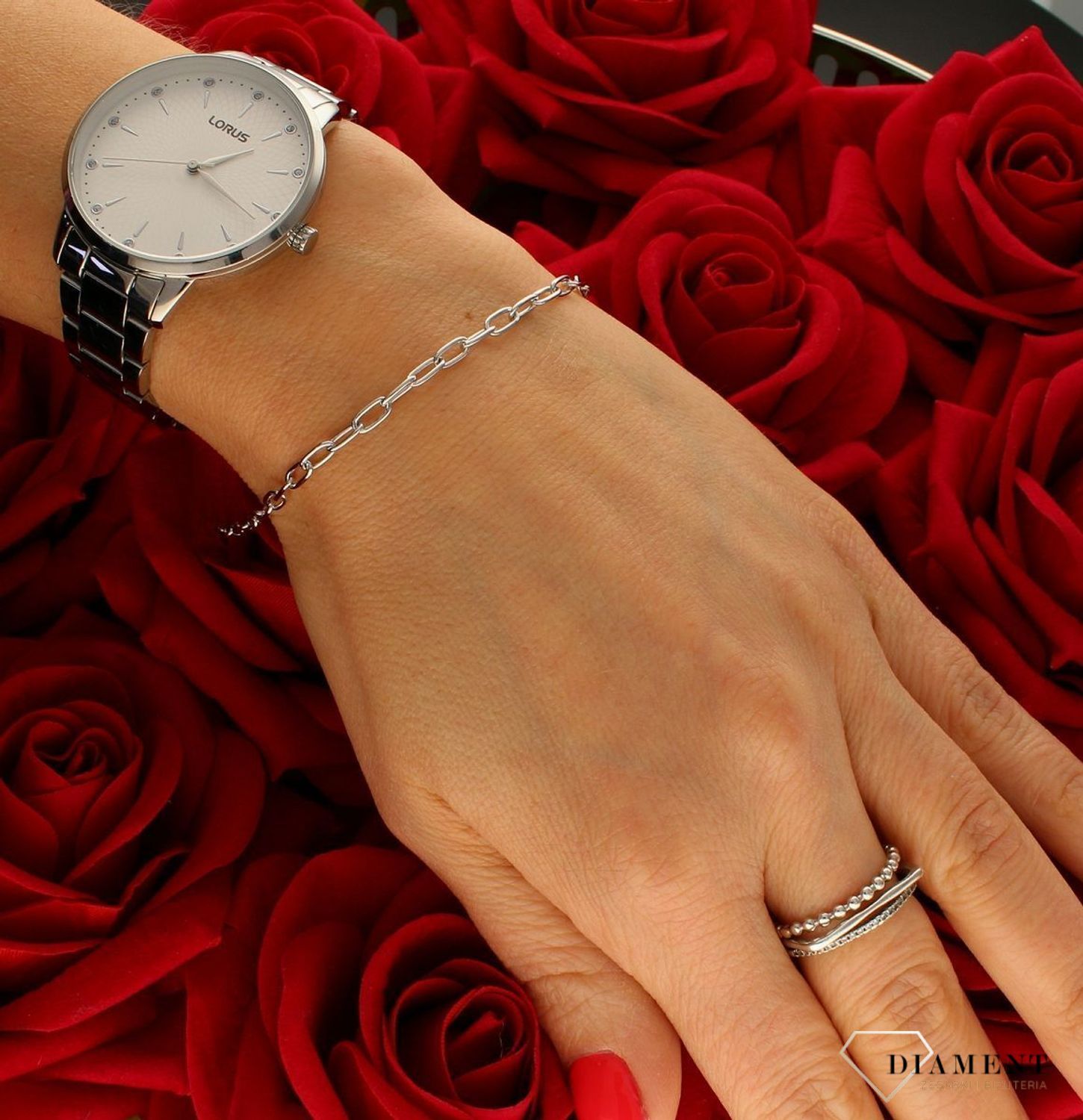 Srebrna bransoletka damska podłużne ogniwka rozmiar 19 rodowana DIA-BRA-19VL-R-925 3mm. Bransoletka wykonana jest z najwyższej próby srebra 925 o splocie podłużnych ogniwek. Bransoletka srebrna o wadze 3,00 gram, długości 190cm ora.jpg